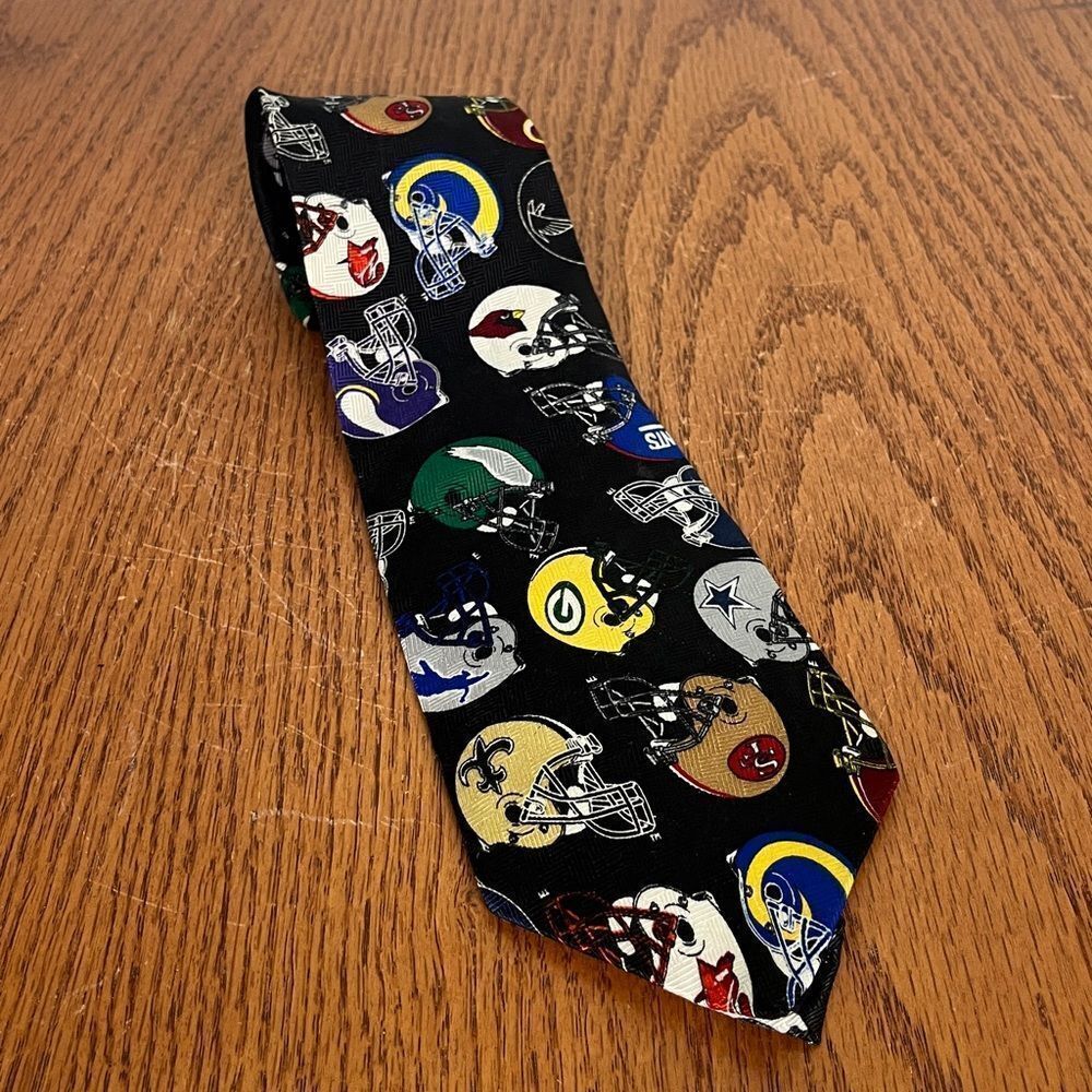 Team NFL Silk Neck Tie Vintage 90s Football Helmet Mens Rams SF Giants Lions